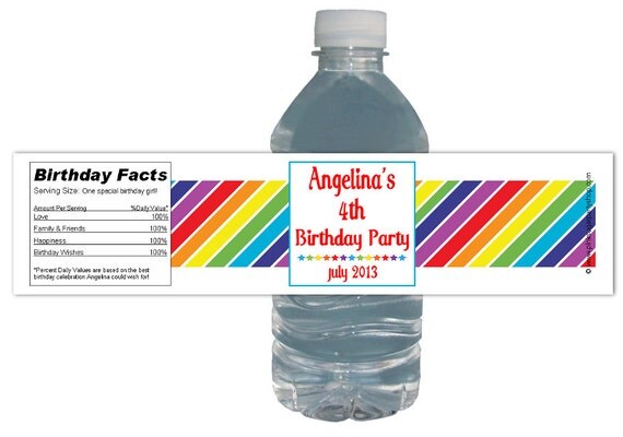 Rainbow Party (15ct) Waterproof Water Labels Bottle Birthday Party Baby Shower Il_570xn