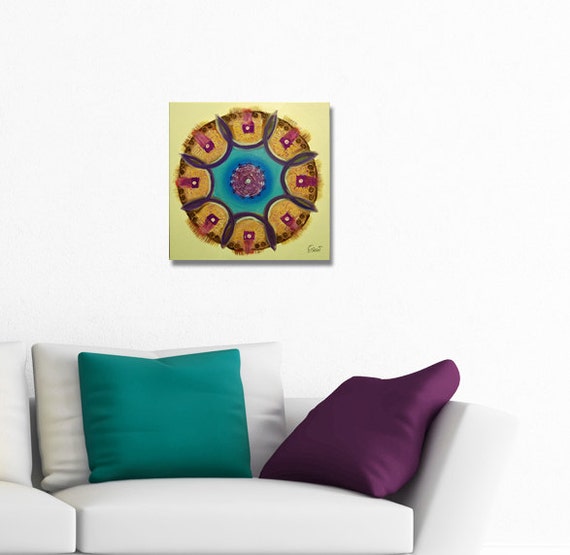 Original mandala painting, spiritual art, meditation art, mandala art, blue violet