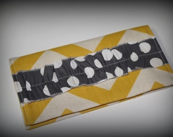 Ruffled Checkbook Covers, Yellow Chevron and Gray and White Dots