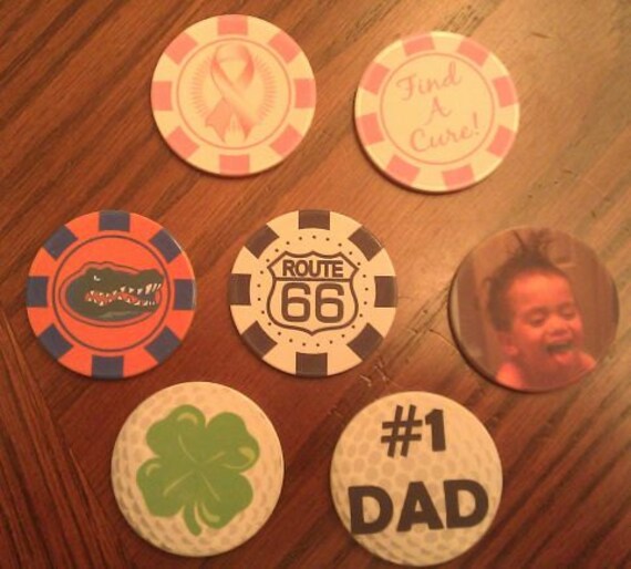 Custom made poker chip golf ball markers