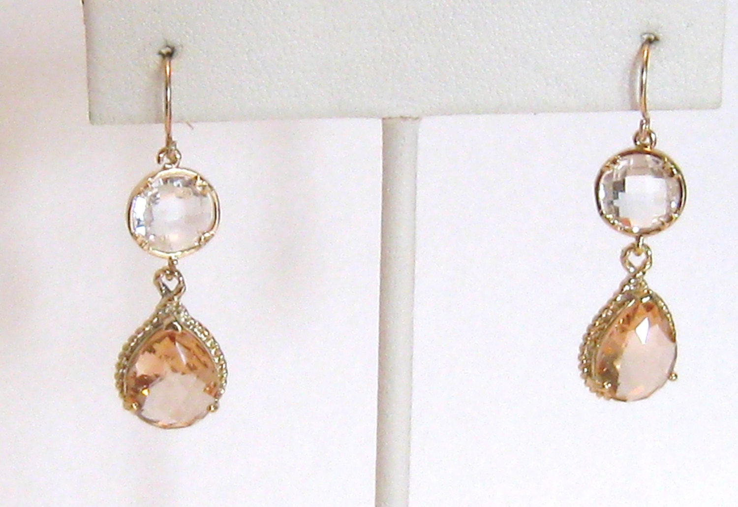 Gold Peach Earrings Gold Earrings Blush Champagne Sapphire Coral Orange Gold Bridal Jewelry