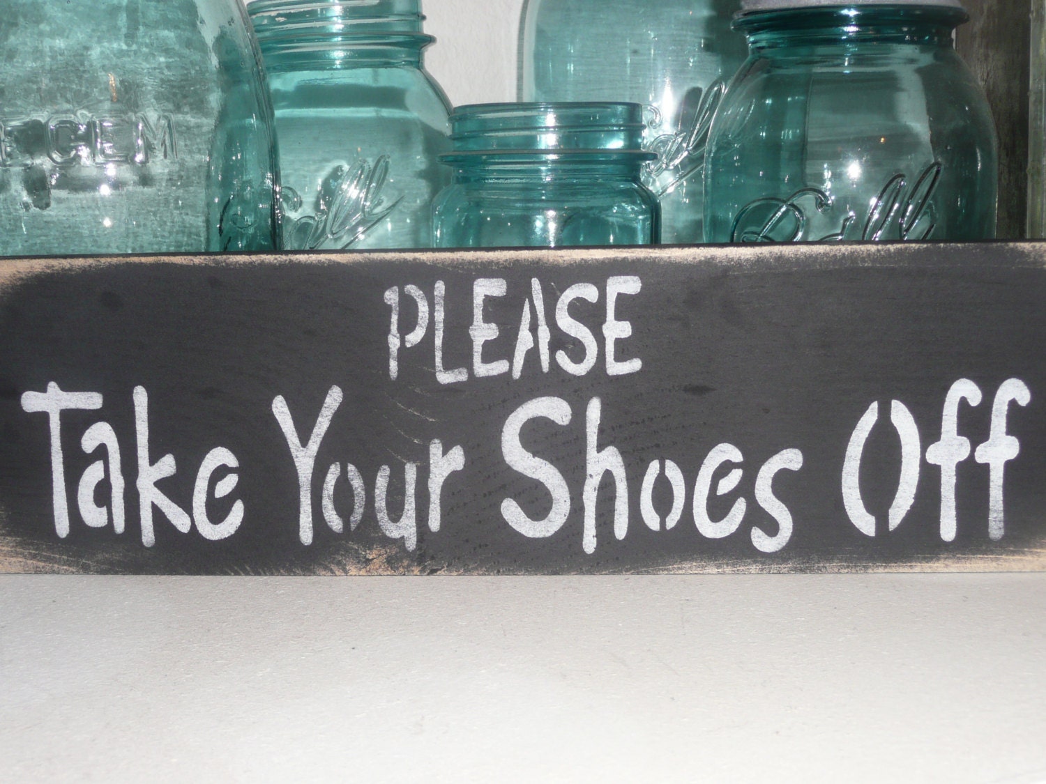 PLEASE TAKE YOUR Shoes off Hand Painted Prim Wood Sign Wall