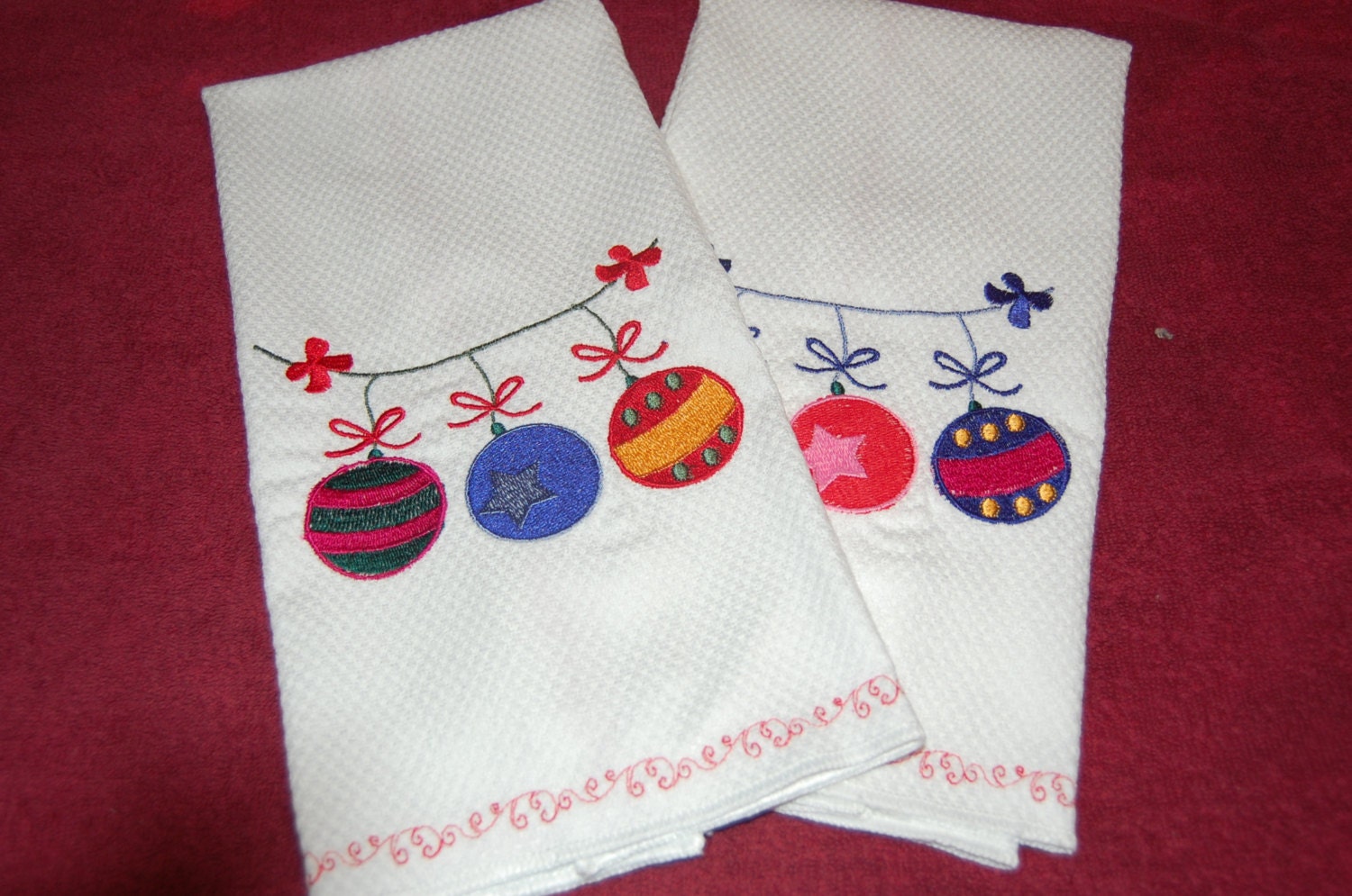Embroidered Kitchen towels by AubreysEmbroidery on Etsy