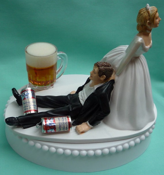 Wedding Cake Topper Budweiser Bud Beer Mug Cans Drinking