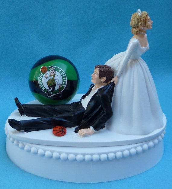 Wedding Cake Topper Boston Celtics Basketball Themed w/ by WedSet