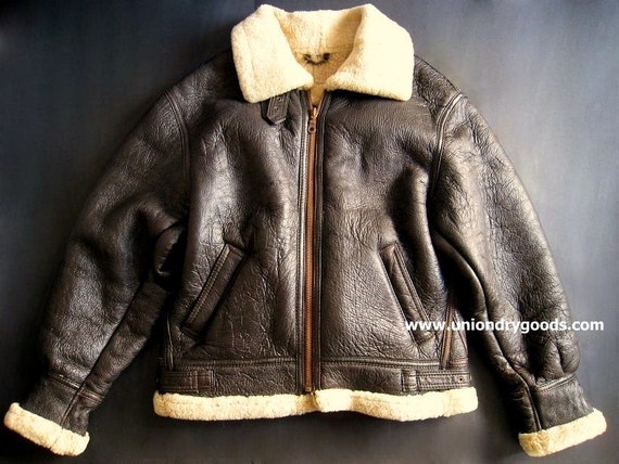 Vintage B3 Leather Shearling Bomber Flight Jacket unbranded