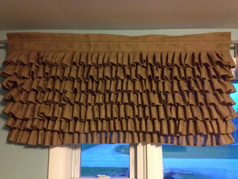 Burlap Curtain Burlap Valance Burlap Curtains by SewManly1 on Etsy