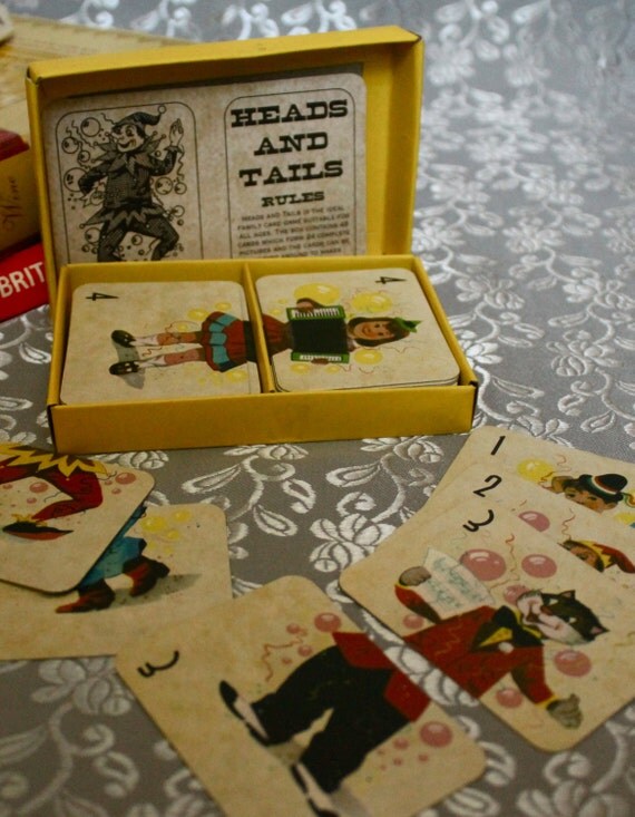 Vintage table game Heads and Tails card game
