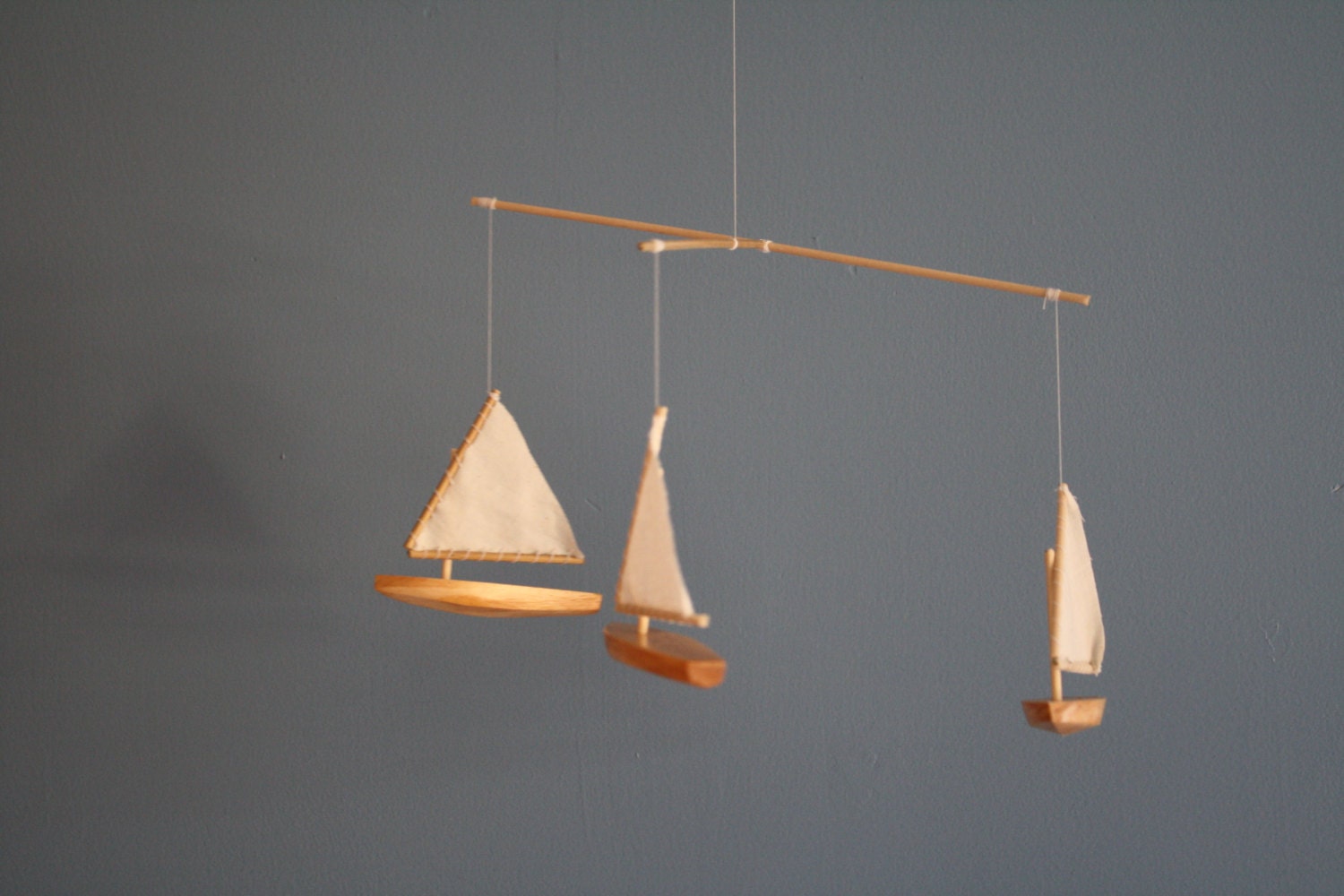 vintage wooden sailboat mobile