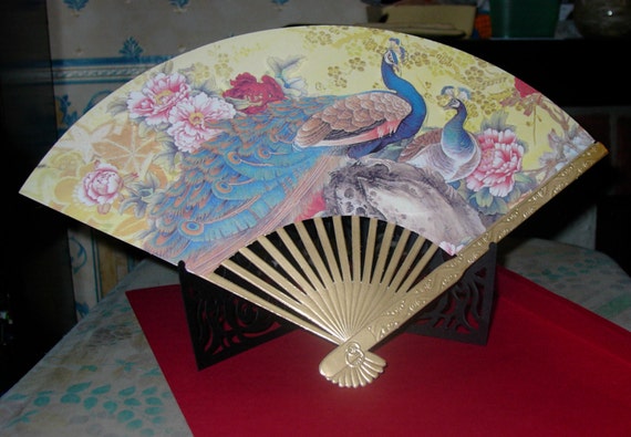 Oriental Peacock Fan Chinese New Year Card