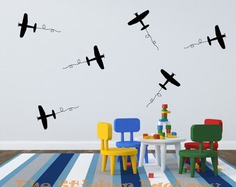 6 Airplane decals Vinyl Wall Art Decor Decal Stickers