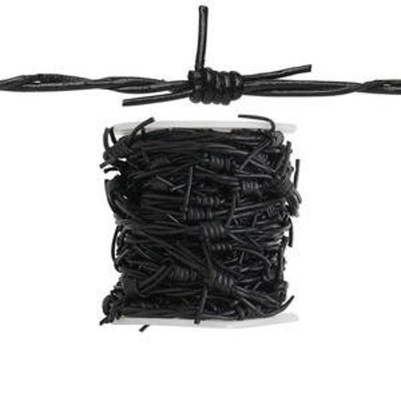 10 feet Barbed wire Black Leather cord