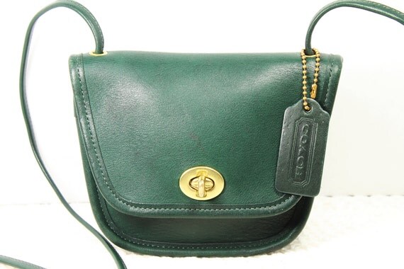 Vintage Coach Dark Green Leather mini Shoulder Bag by MoloHouse