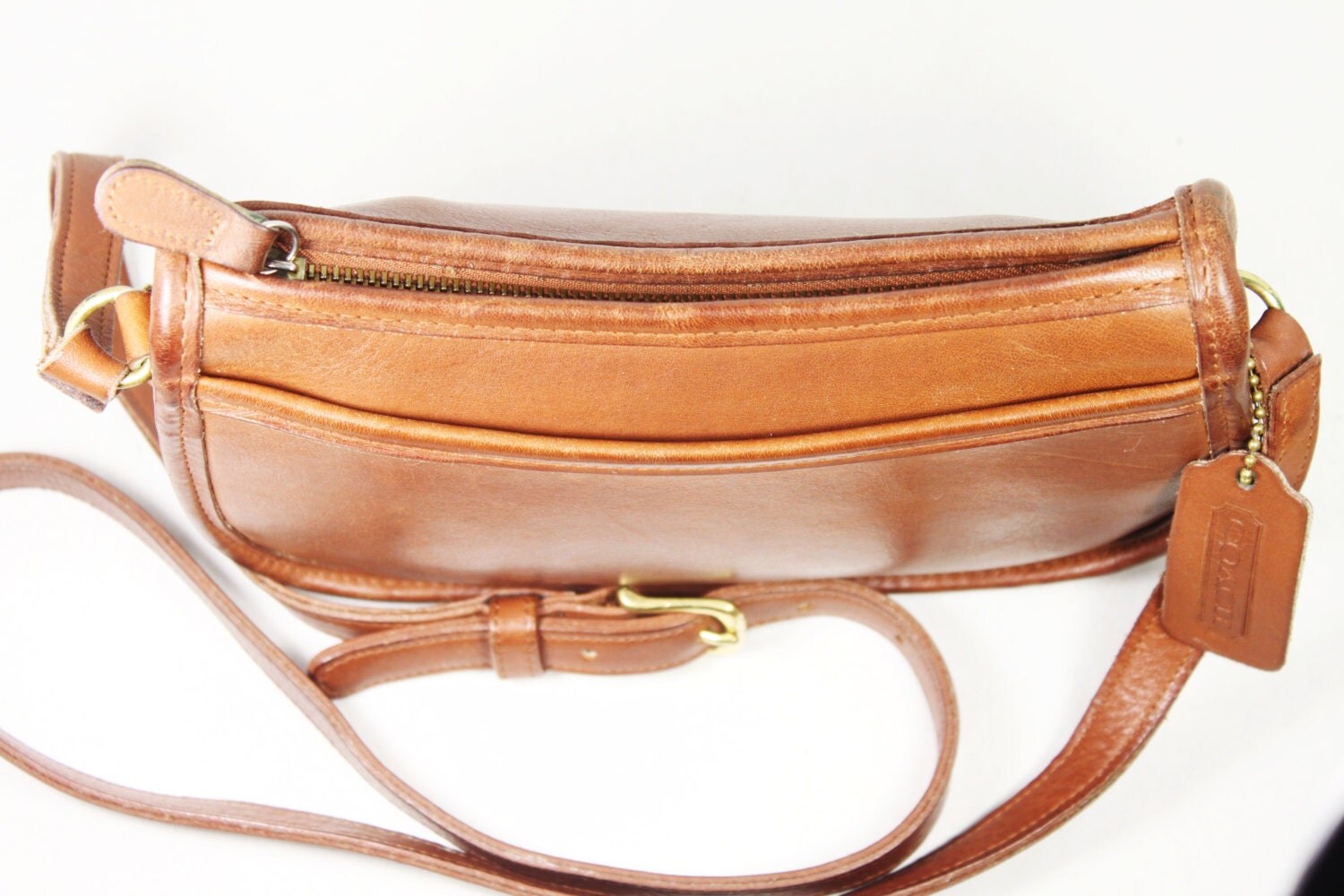 Vintage Coach Brown Leather Cross Body Purse Shoulder Bag