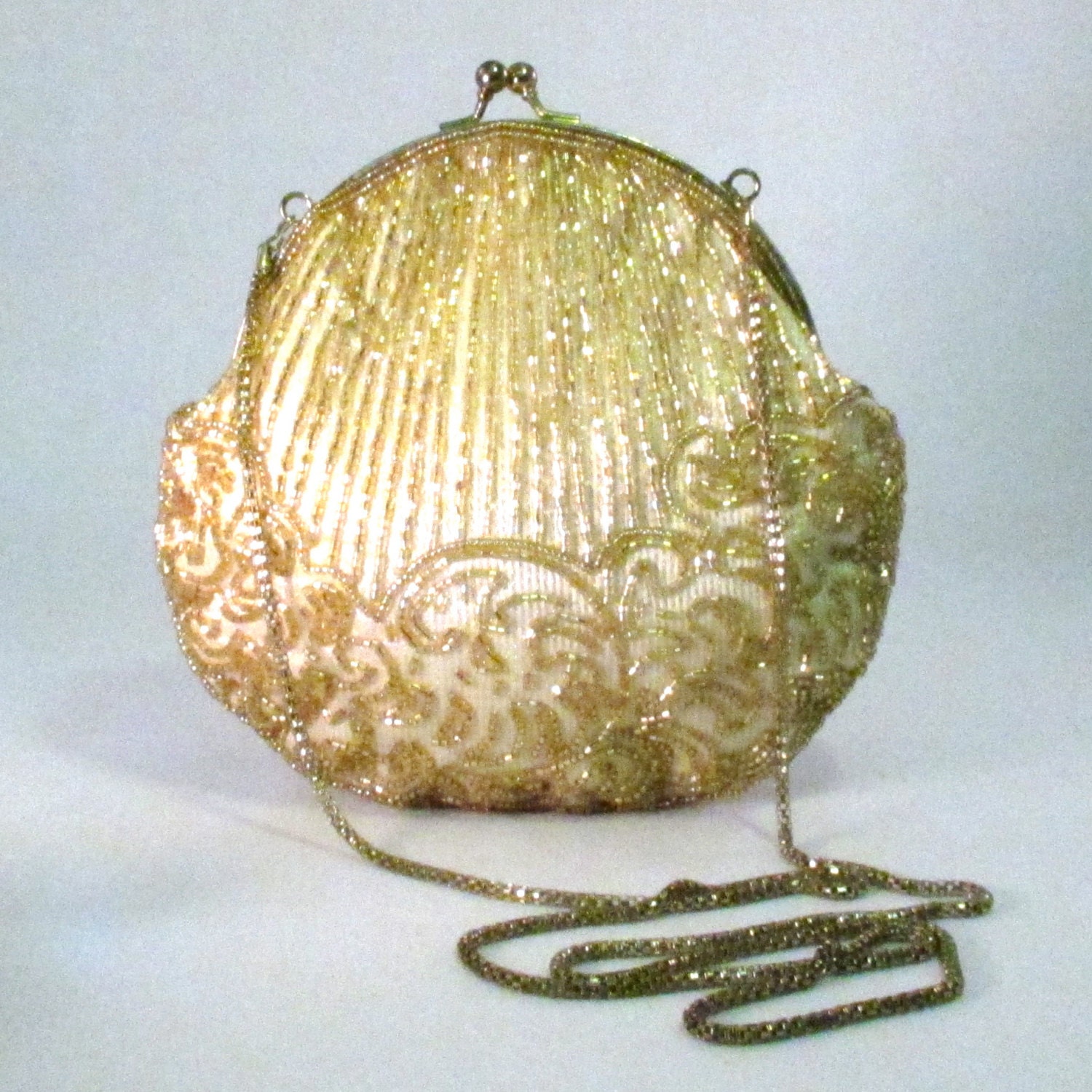 Purse Handbag Clutch Vintage La Regale Ltd. Gold Beaded