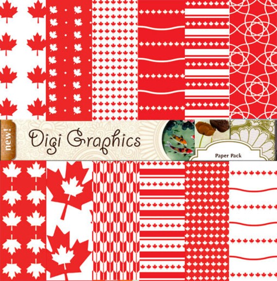 Oh Canada Digital Paper Canada Theme DIGITAL PAPER Canadian