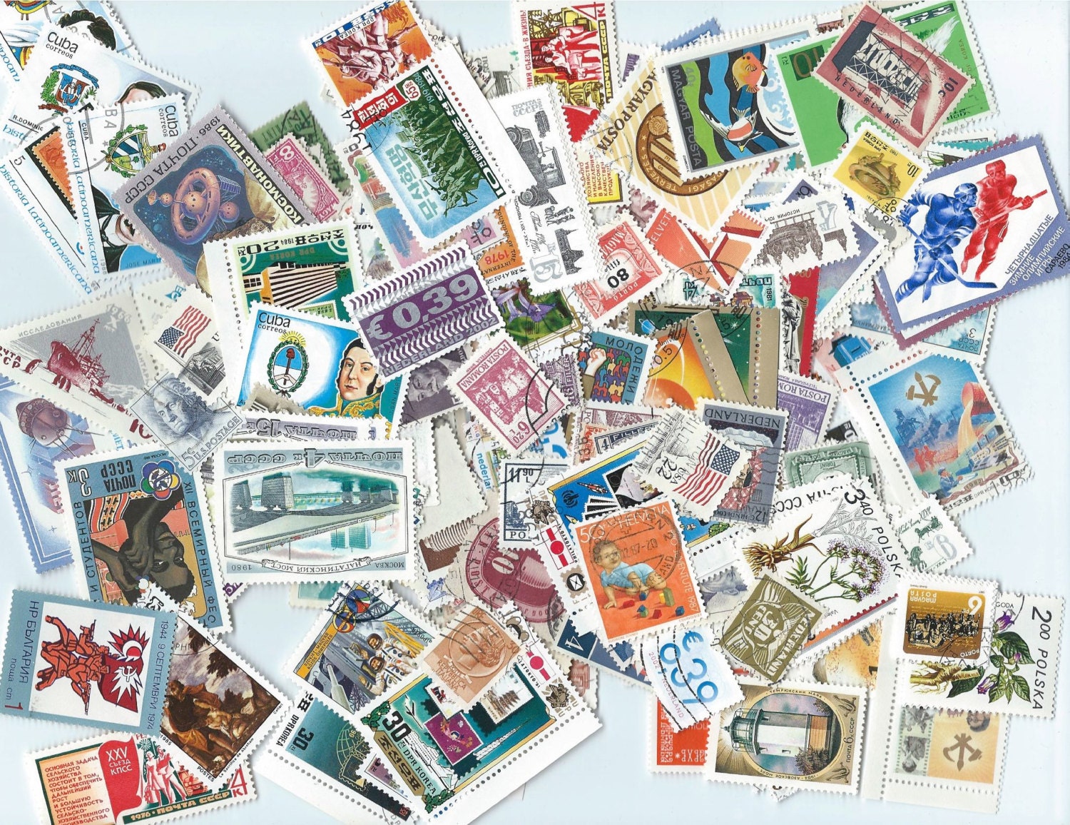 500 Postage Stamps Scrapbooking Collage Altered Art