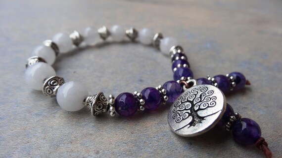 Acceptance White and Purple Dragon's Vein Agate Tree of