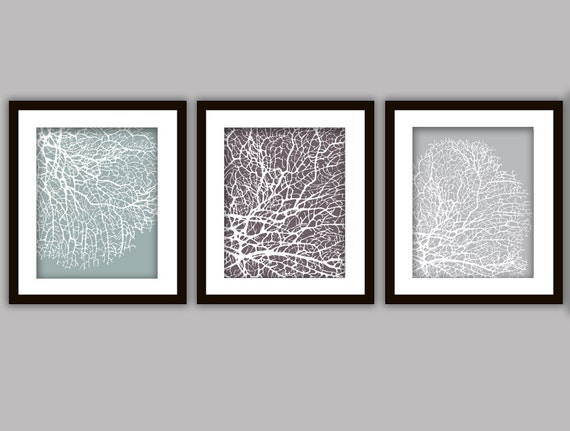  Bathroom  Coral Art Prints Set of 3 in ANY colours