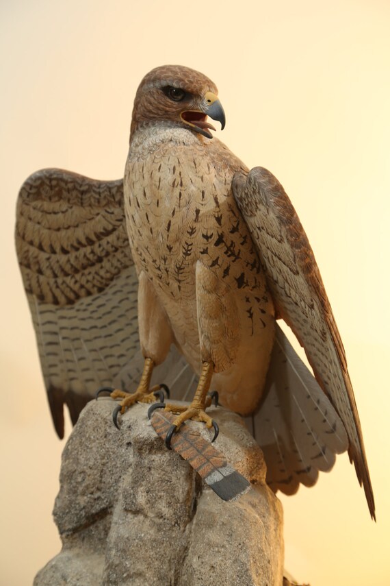 Red-tailed Hawk Wood Carving by GeneBoyd on Etsy