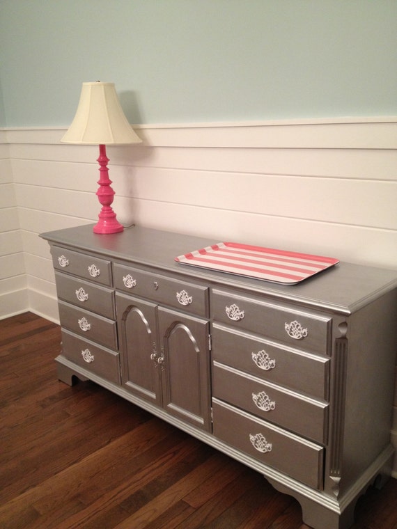 Items similar to Metallic painted dresser on Etsy