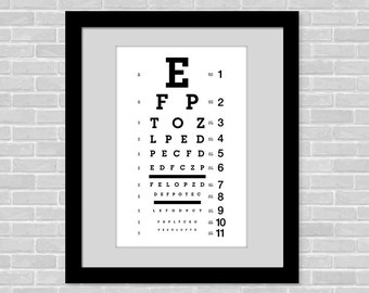 vintage inspired eye chart 11 x 17 poster home by popartprints