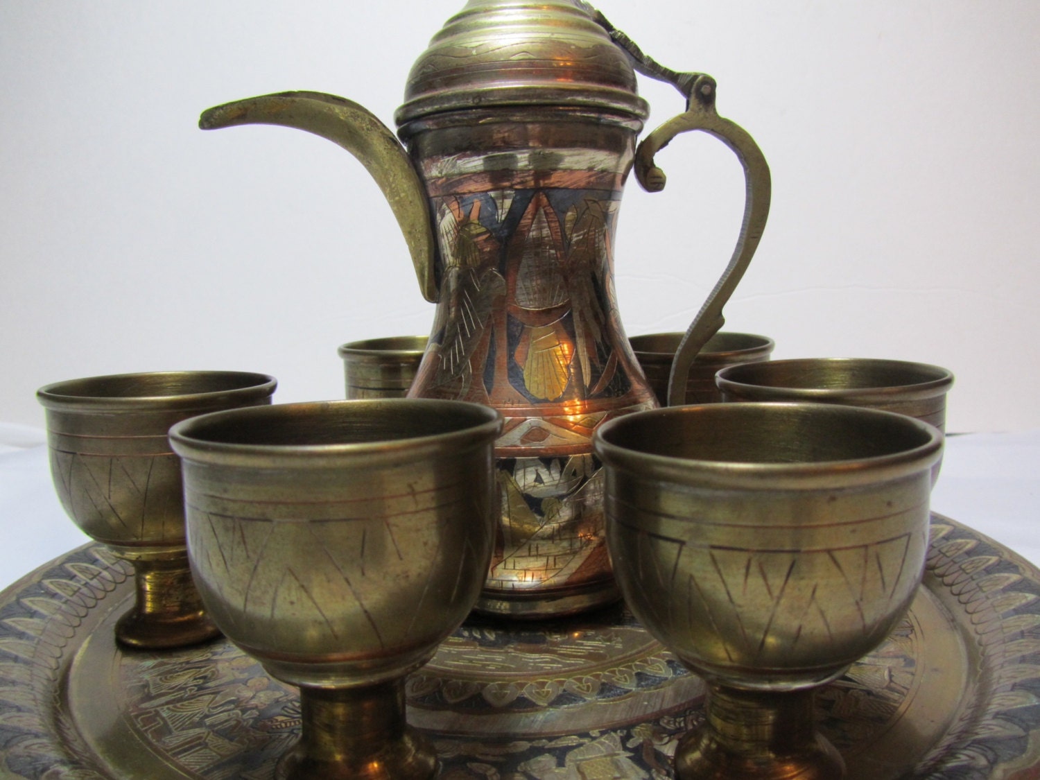 Egyptian tea set Indian tea set copper tea set brass cups
