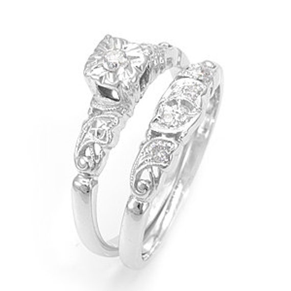 Round Diamond 14K White Gold Micro Pave Setting Engagement Ring ...