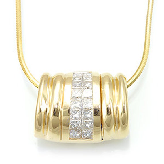 Diamond Barrel Slider Pendant 14k Yellow Gold Ladies