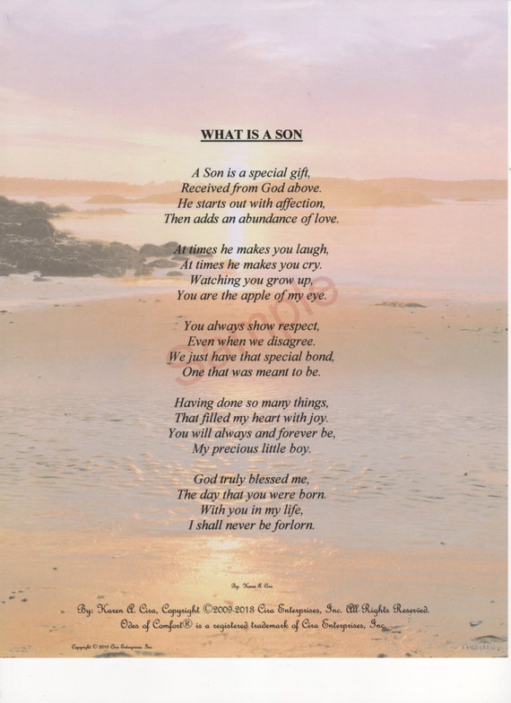 Five Stanza What Is A Son Poem shown on