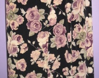 Sale.....VINTAGE Long SKIRT , Size 7, black with tan flowers. NEW old stock