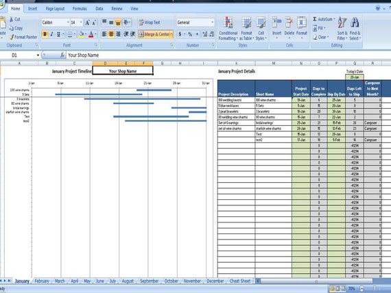 Timeline Template Monthly Project Planner for Custom Work