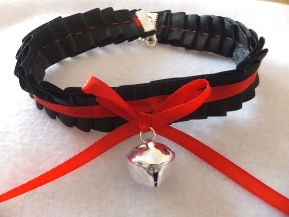 Black Red BDSM Collar Kitten Play Cosplay Anime Choker Cat