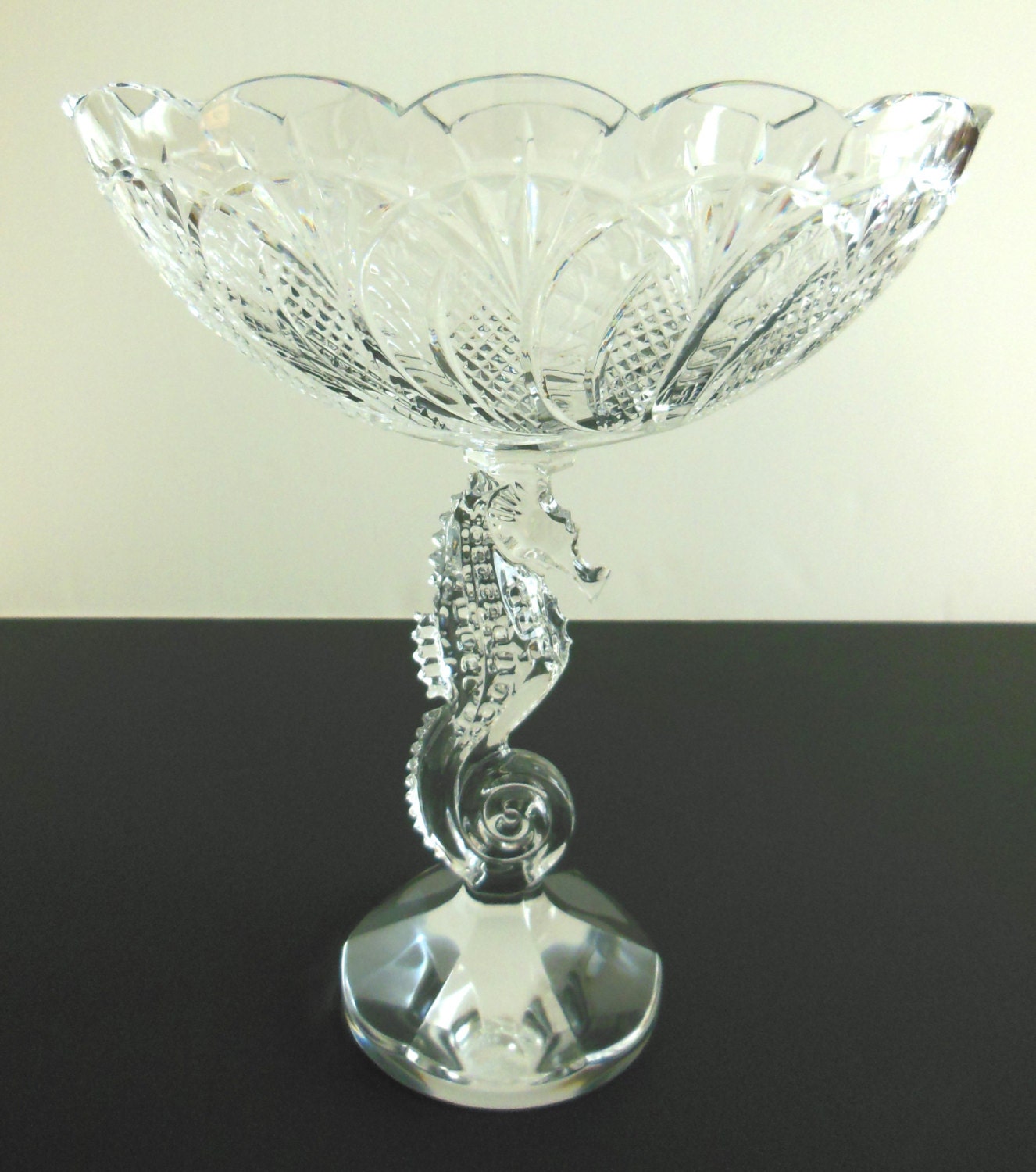 ON SALE Waterford Crystal Seahorse Centerpiece Bowl