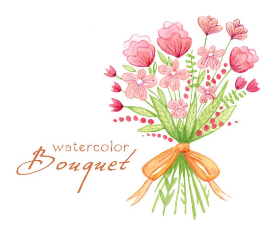 Download Digital Clipart Watercolor Flowers Digital Bouquet Wedding