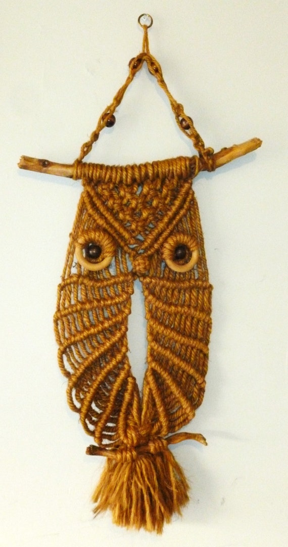 Vintage Jute Owl Macrame Wall Hanging by SofieyaZsadara on Etsy