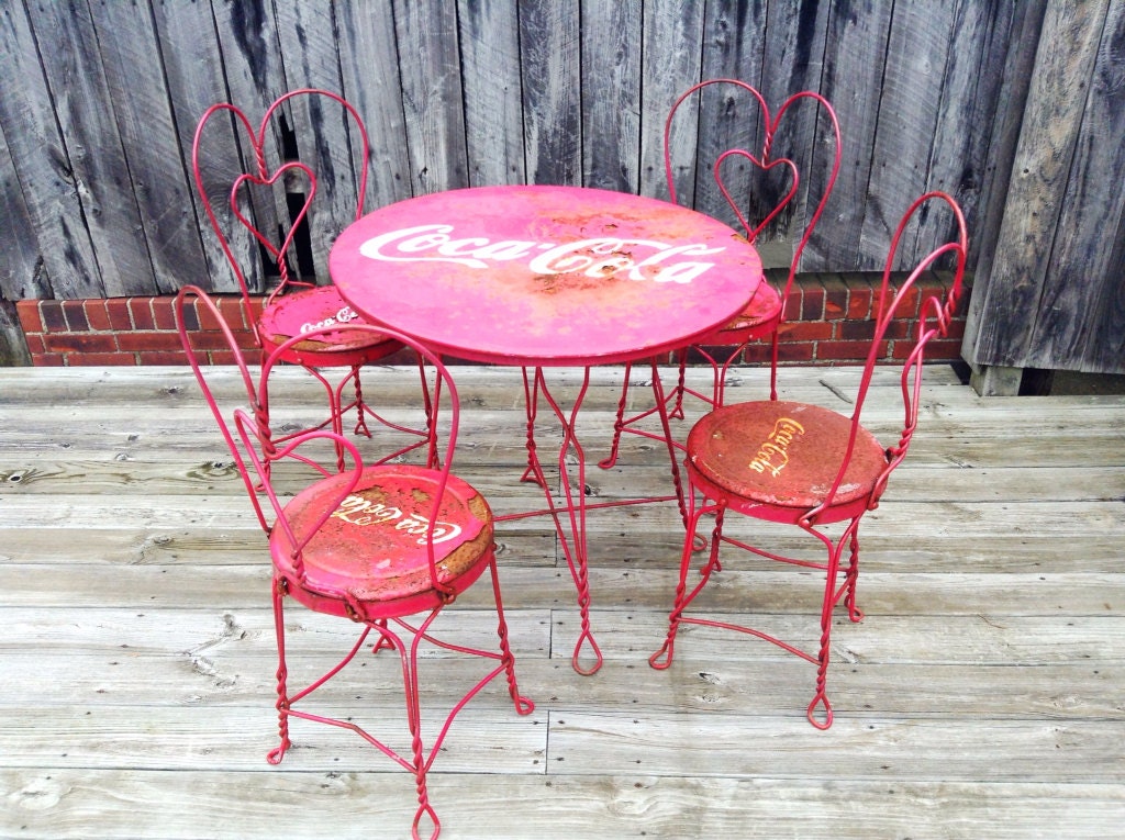 SOLD to Stacey Vintage Coca-Cola Ice Cream Parlor Table and