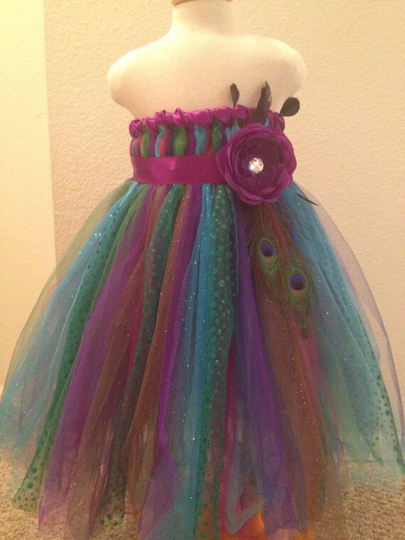 peacock tulle dress