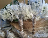 Jute Wrapped Cake Server Set with Matching Champagne Flutes