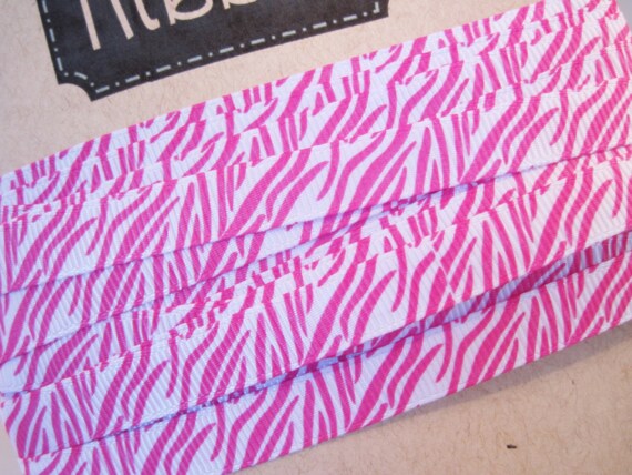 5 yards of pink and white zebra printed 3/8" Grosgrain Ribbon Il_570xn