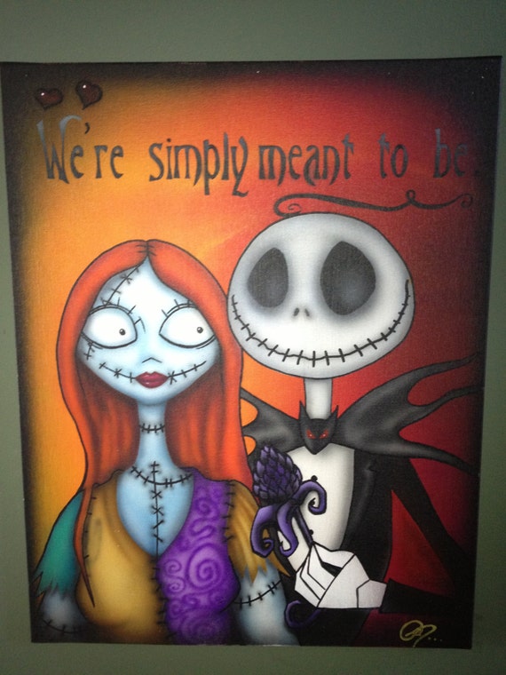 Items similar to Jack and Sally original painting on canvas on Etsy