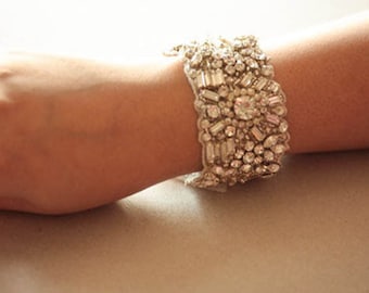 Crystal Wedding Bracelet, Bridal Jewelry, Statement Bracelet - Noahl (Made to Order)