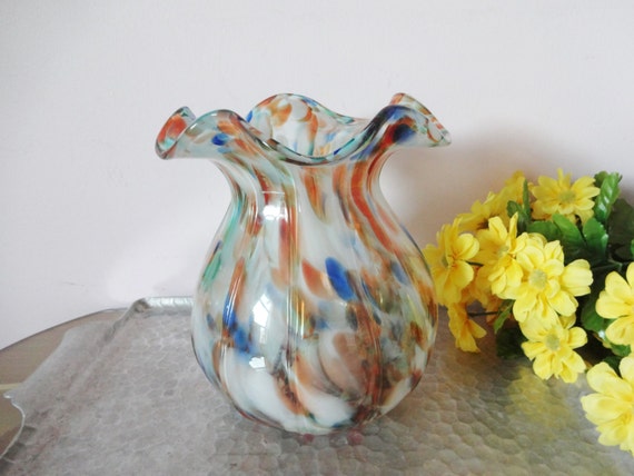 Items Similar To Vintage Murano Glass Vase Fluted With