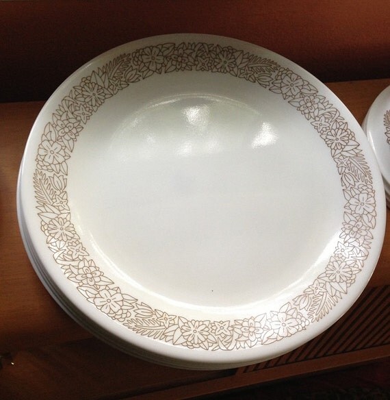 Vintage Woodland Brown Corelle Dinner Plates Set of 4 by ModBettie