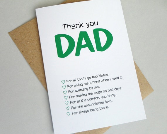 Thank you Dad card Father's day card green black print