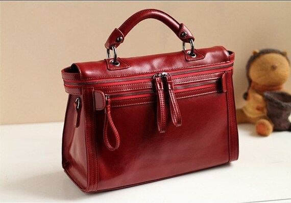 Red Leather Tote/shoulder bag/hand bag/leather tote