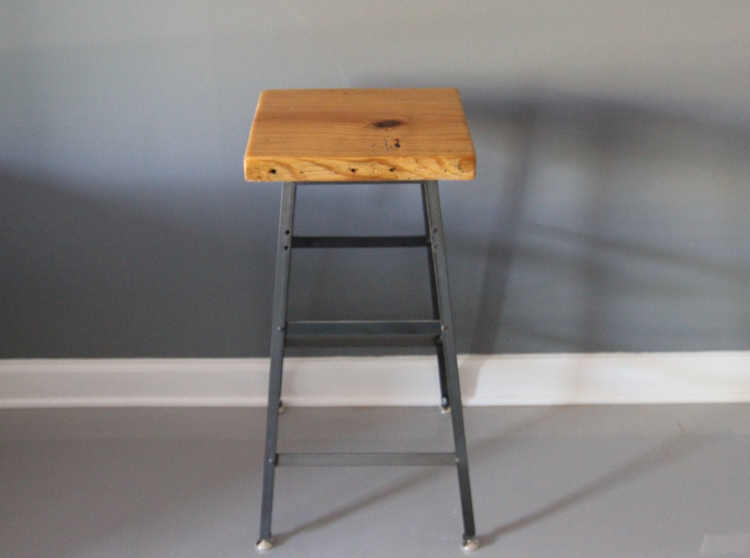 25H Reclaimed Wood Industrial Bar Stool Rustic Stool by DendroCo