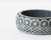 Lace Bangle, Black Grey Bracelet, Lace Jewelry, Relief Victorian Lace Cuff, Romantic Gift for Her , Summer Fashion