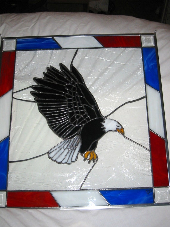 Stained Glass Eagle Landing is 23 by 24 by DonsStainGlassWorks