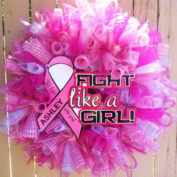 Deco Mesh Breast Cancer Awareness Wreath by SouthernAccentsEtc